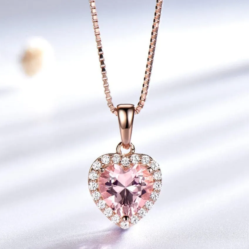 Classy Heart Morganite Jewelry Set