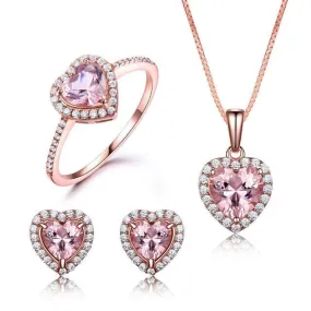 Classy Heart Morganite Jewelry Set