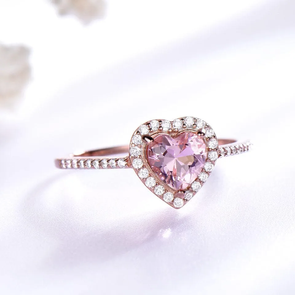 Classy Heart Morganite Jewelry Set