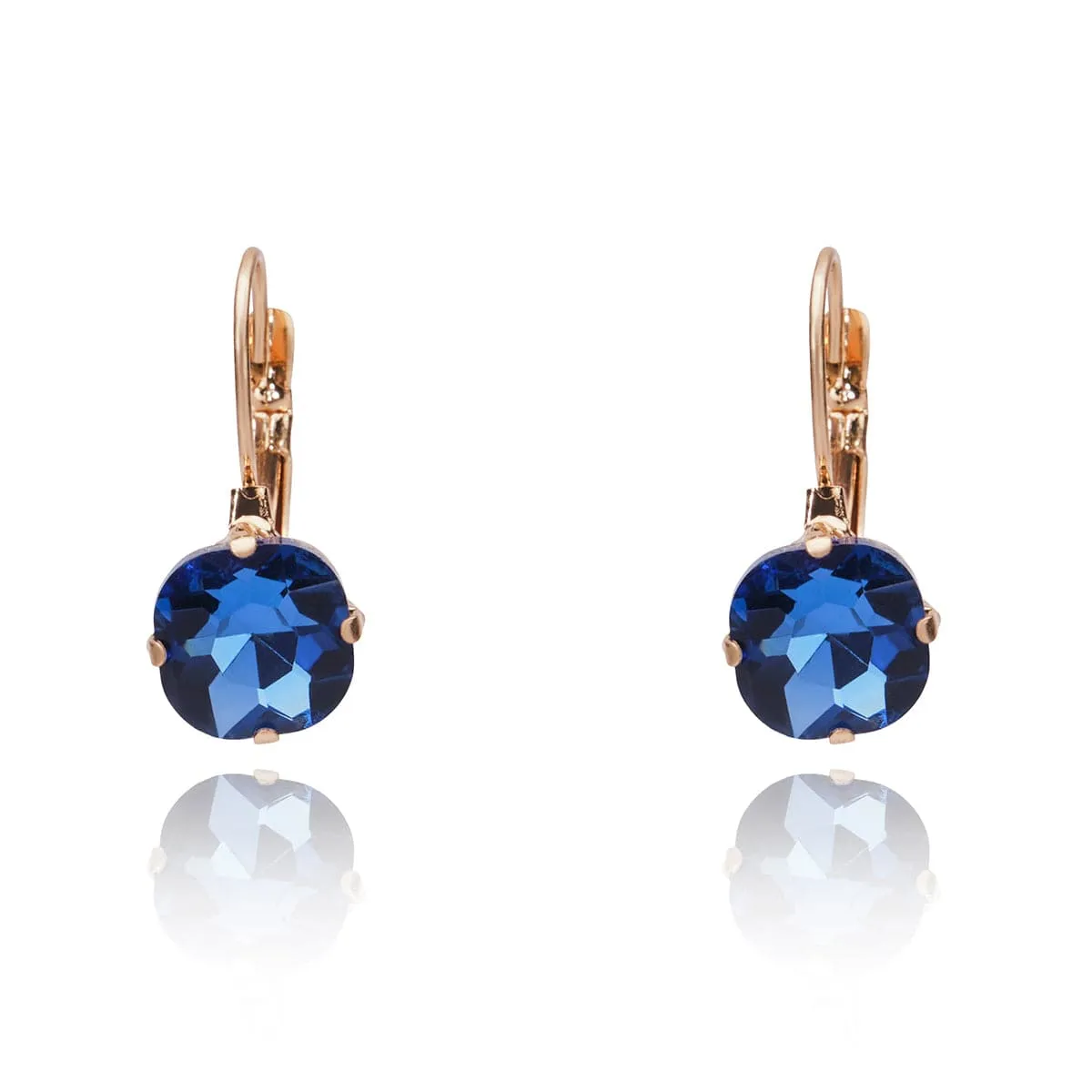 Cushion Cut Crystal Earrings: 1950s Style Sapphire Blue Cushion Cut Drop Earrings