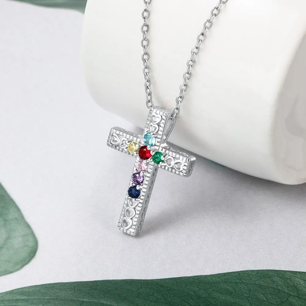 Customized 7 Stones Cross Necklace