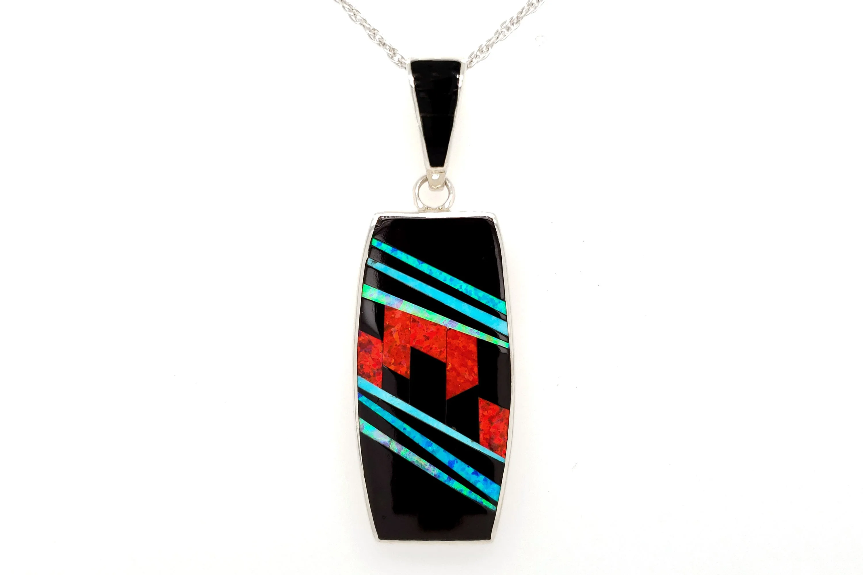 David Rosales Rectangular Red Moon Pendant