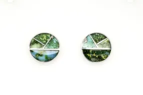 David Rosales Round Sonoran Gold Turquoise Earrings