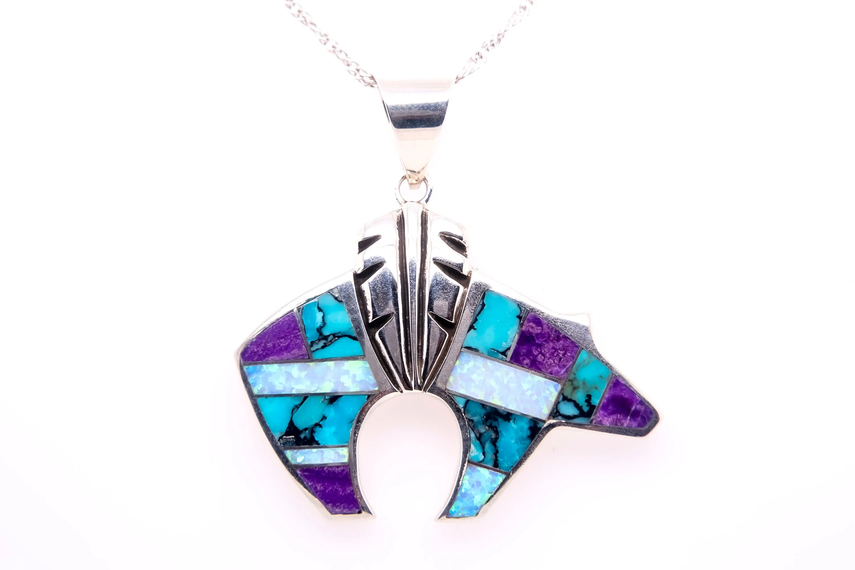 David Rosales Shalako Feather Bear Pendant