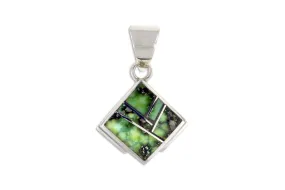 David Rosales Square Sonoran Gold Turquoise Pendant