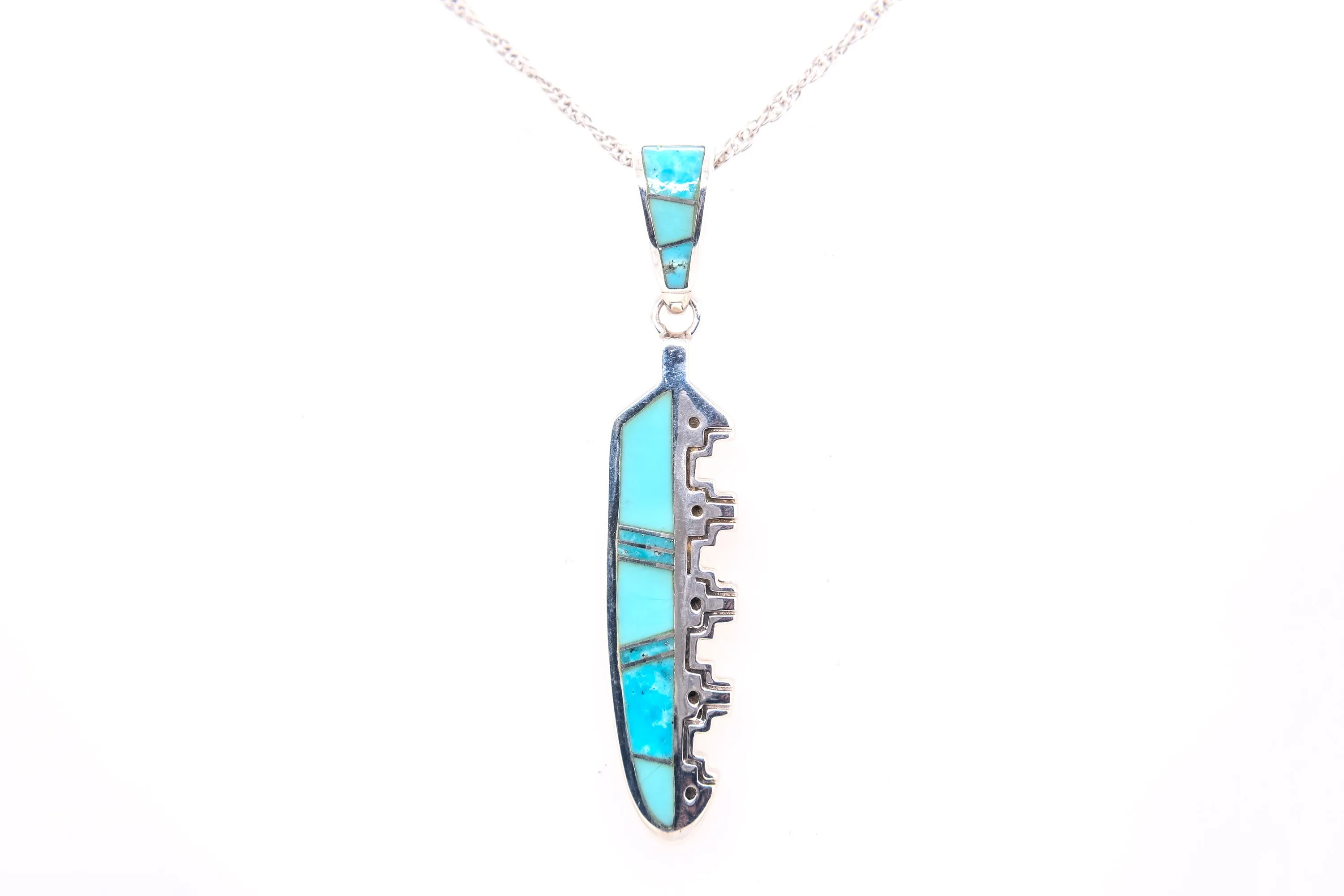 David Rosales Turquoise Knife-Edge Pendant