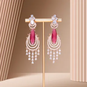 Demi Statement Earrings Ruby Red Rose Gold- Jaipur Rose Modern Luxury Designer Indian Jewelry