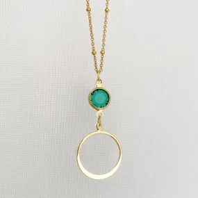 EDWARDS emerald gold hoop pendant necklace