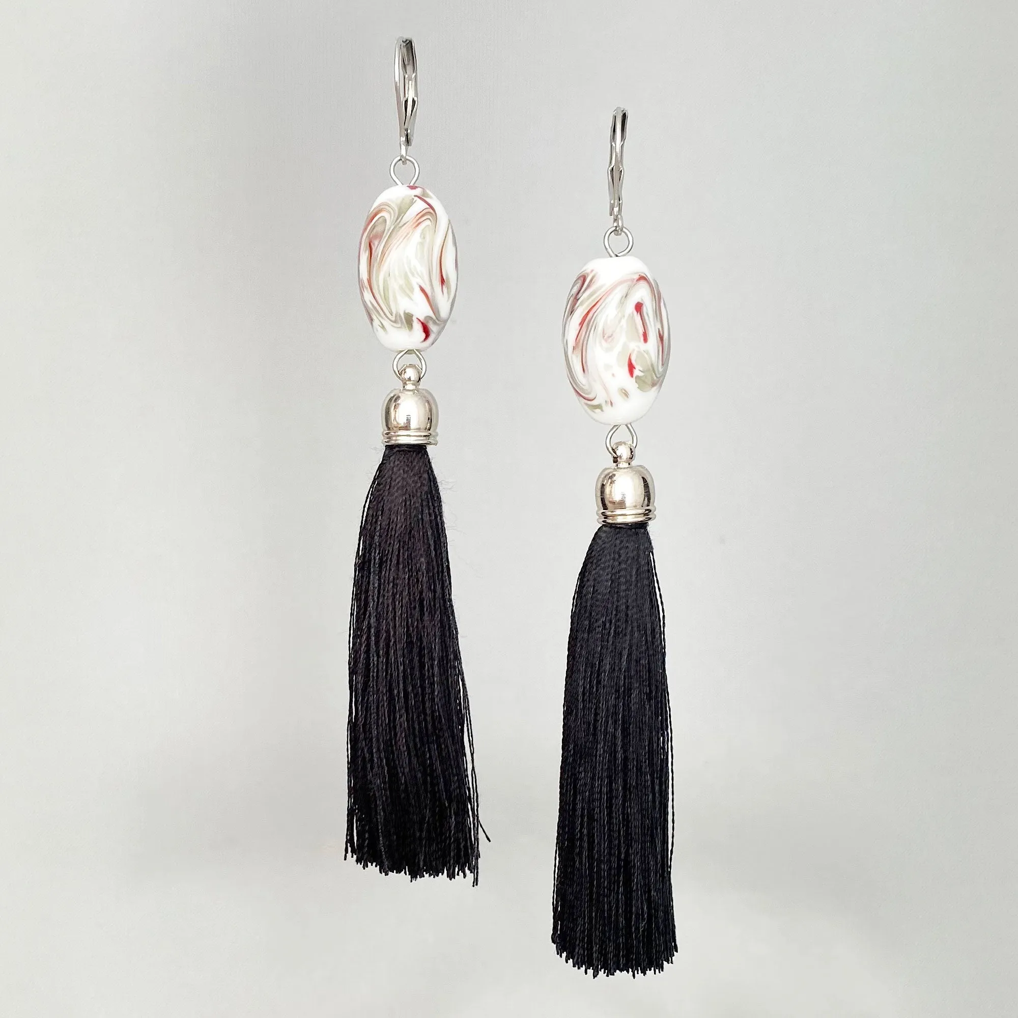 ELYSIA vintage glass bead tassel earrings