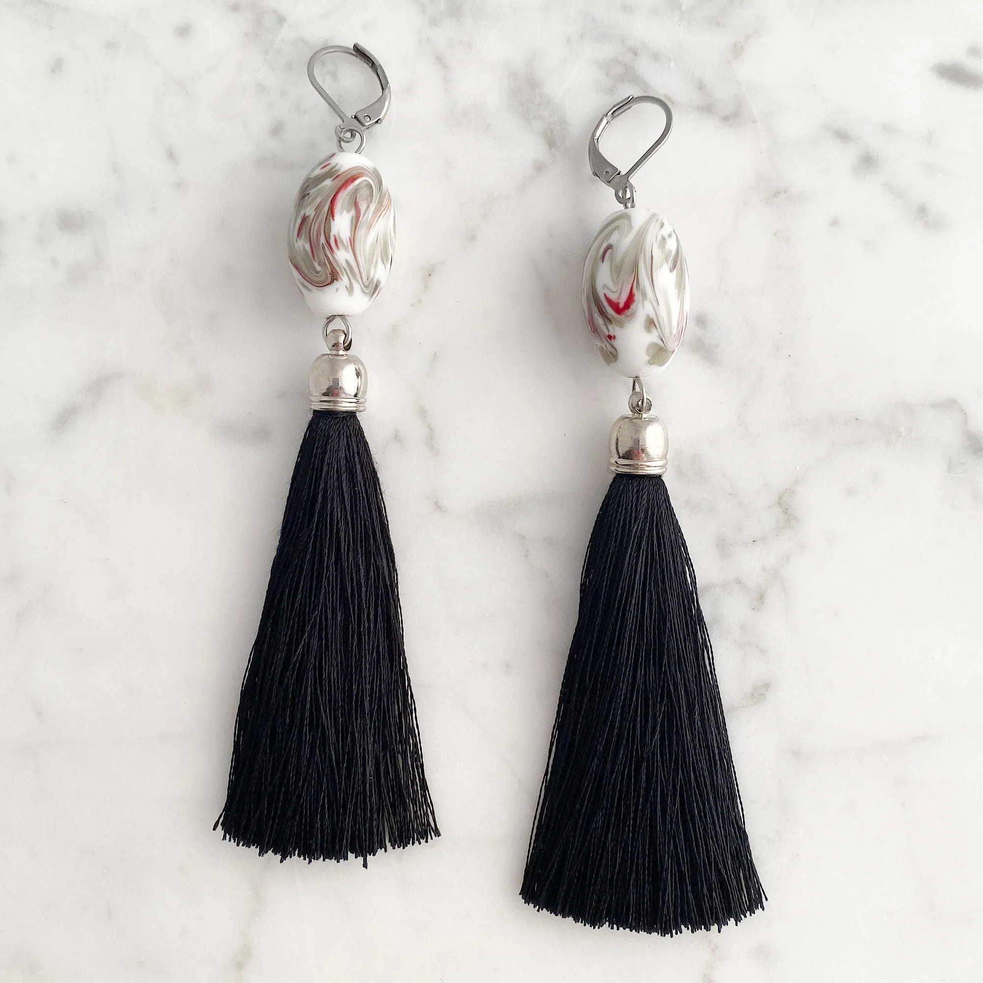 ELYSIA vintage glass bead tassel earrings