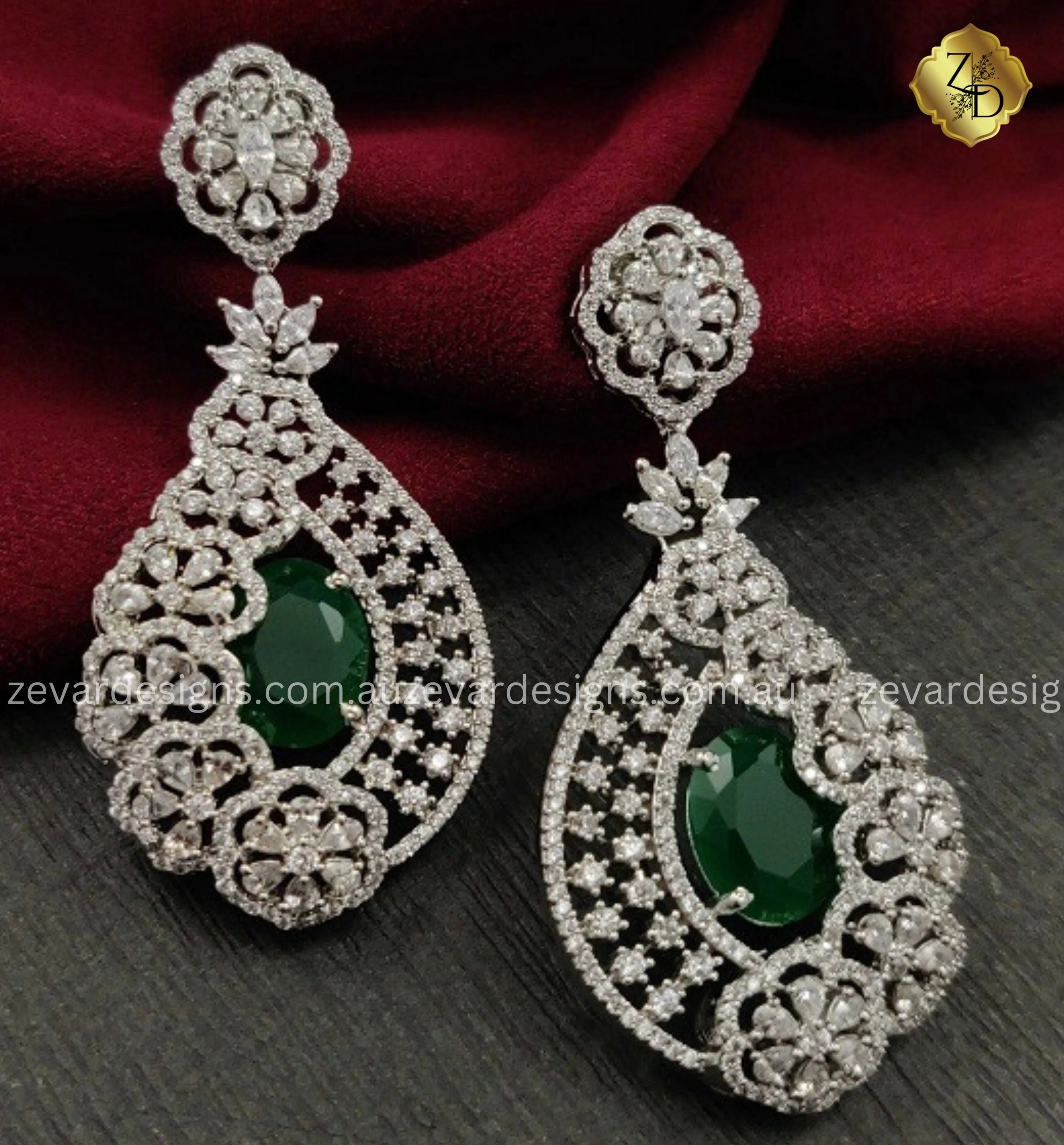 Emerald Green AD Earrings