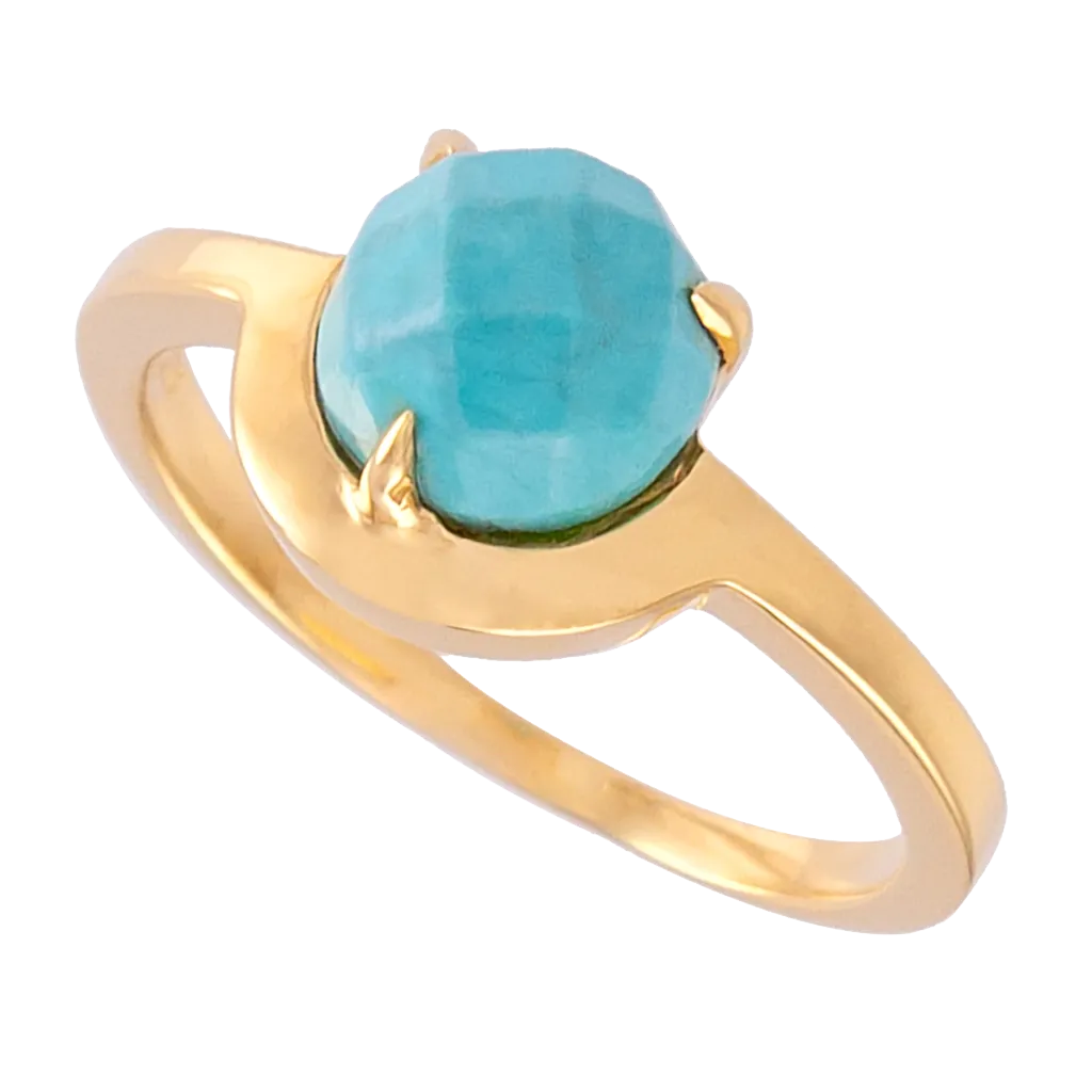 Faceted Turquoise Half Moon Ring