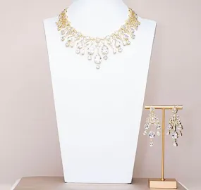 Falna Yellow Gold Luxury Necklace & Earring Set By Jaipur Rose Luxury Indian Jewelry Onli