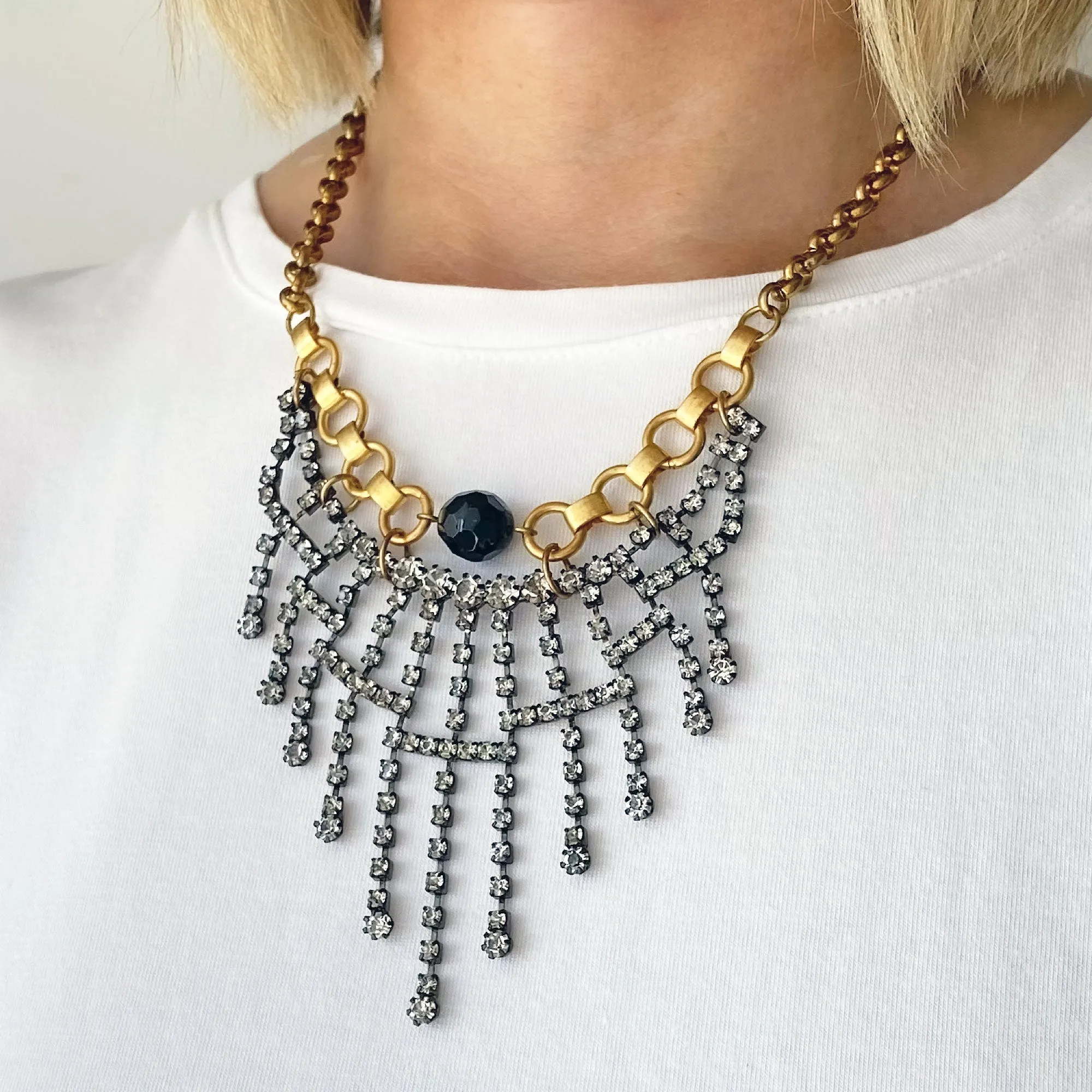 FRANCIS rhinestone bib necklace