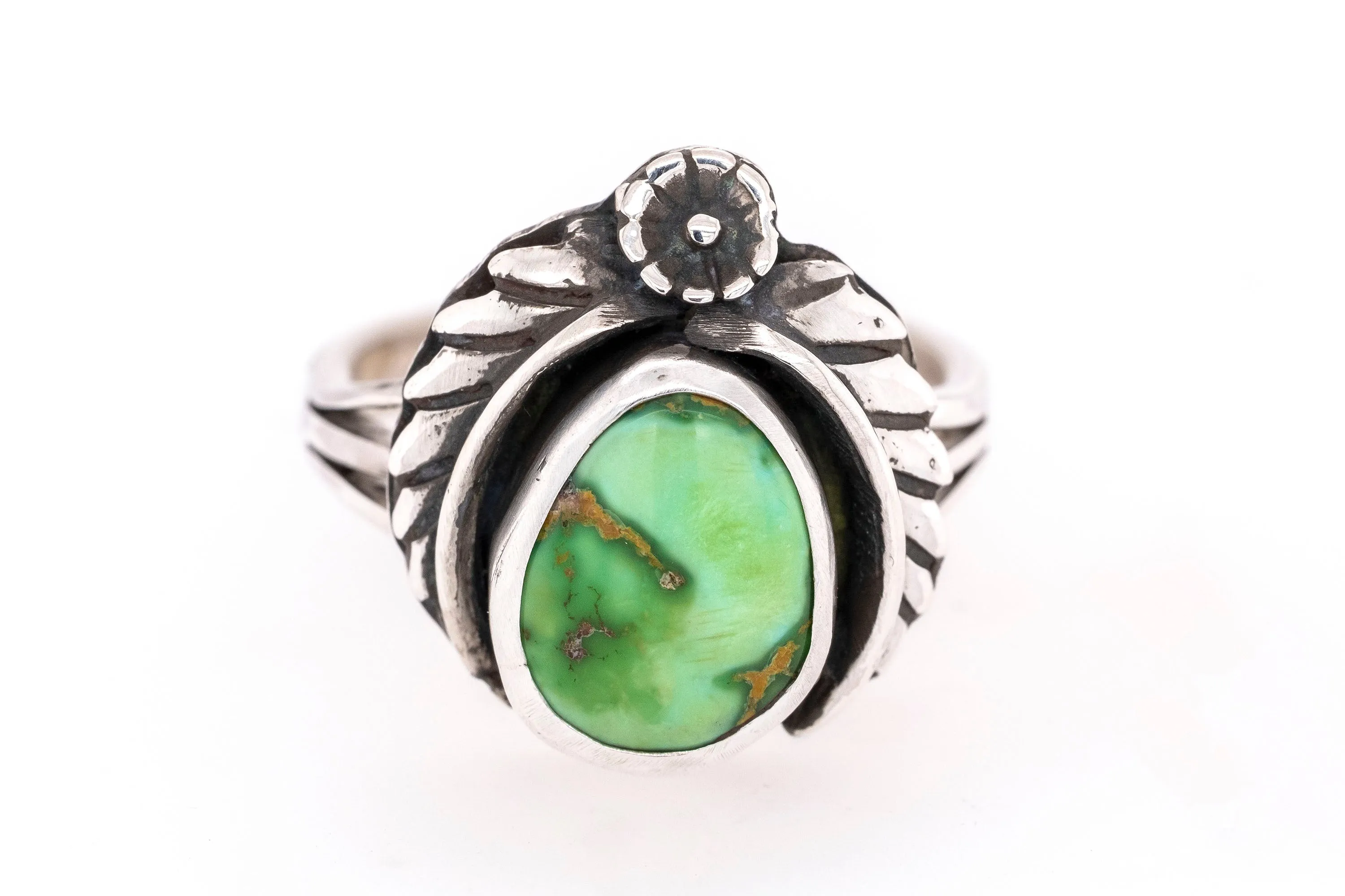 Gary Glandon Flower and Leaf Sonoran Turquoise Ring