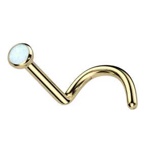 Gold PVD White Opalite Bezel Titanium Nose Screw Ring