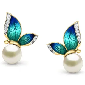 Gorgeous Butterfly Pearls Stud Earrings