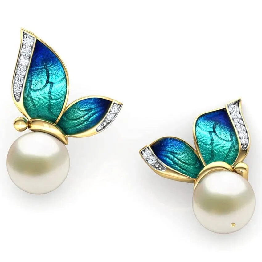 Gorgeous Butterfly Pearls Stud Earrings