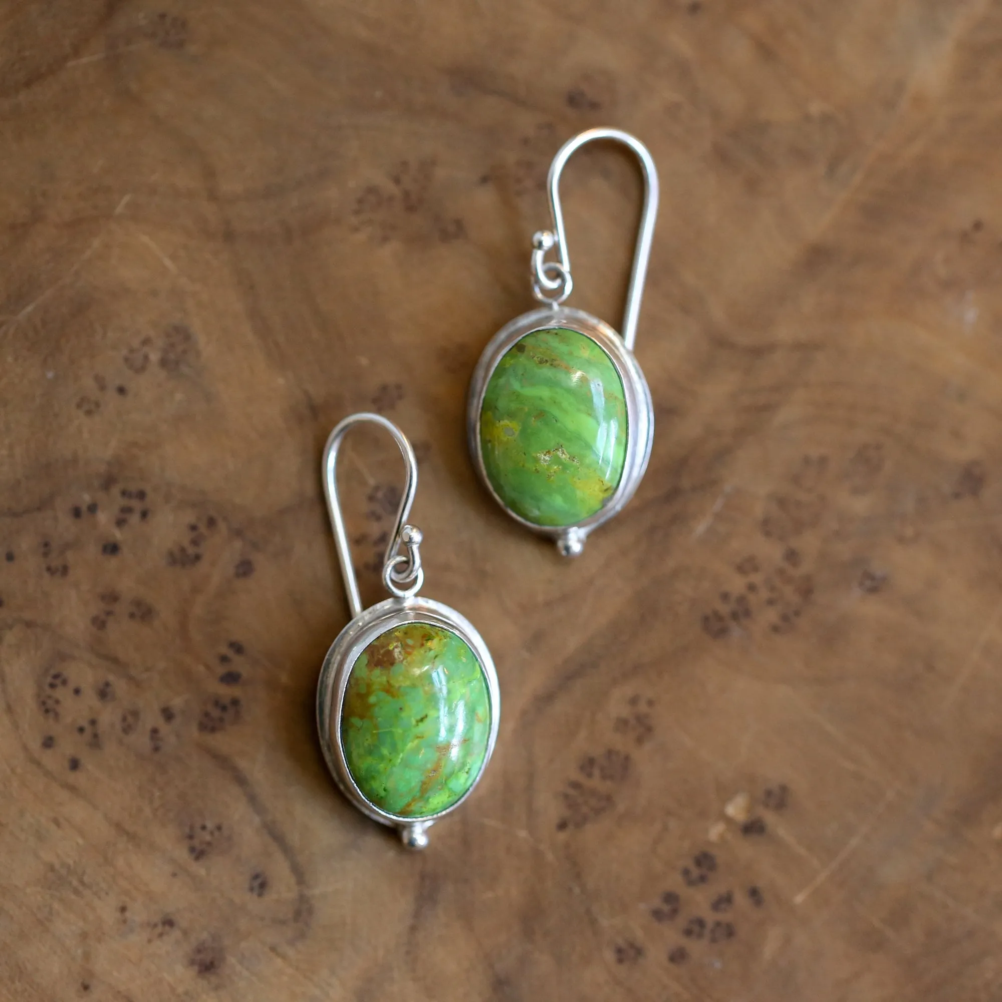 Green American Turquoise Drop Earrings -  Choose Your Stone Pair - Green Turquoise Earrings