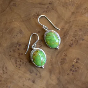 Green American Turquoise Drop Earrings -  Choose Your Stone Pair - Green Turquoise Earrings