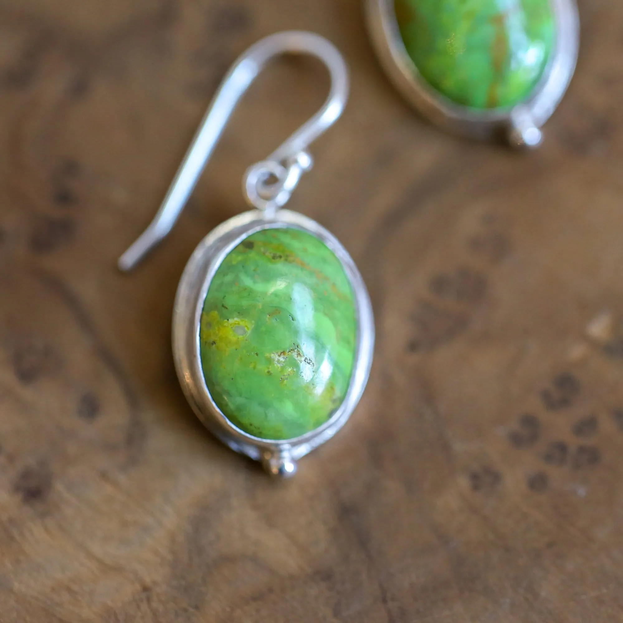 Green American Turquoise Drop Earrings -  Choose Your Stone Pair - Green Turquoise Earrings