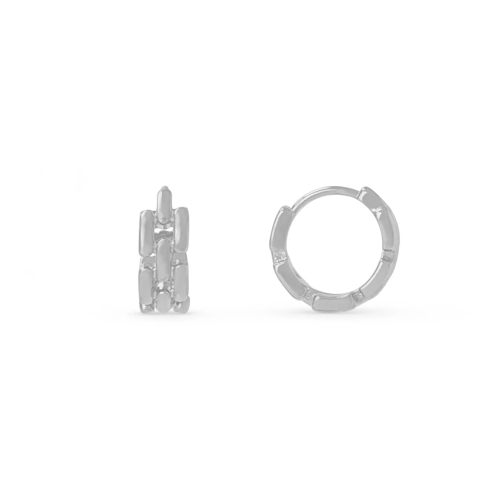 Heritage Chain Huggie Hoop Earrings - Silver