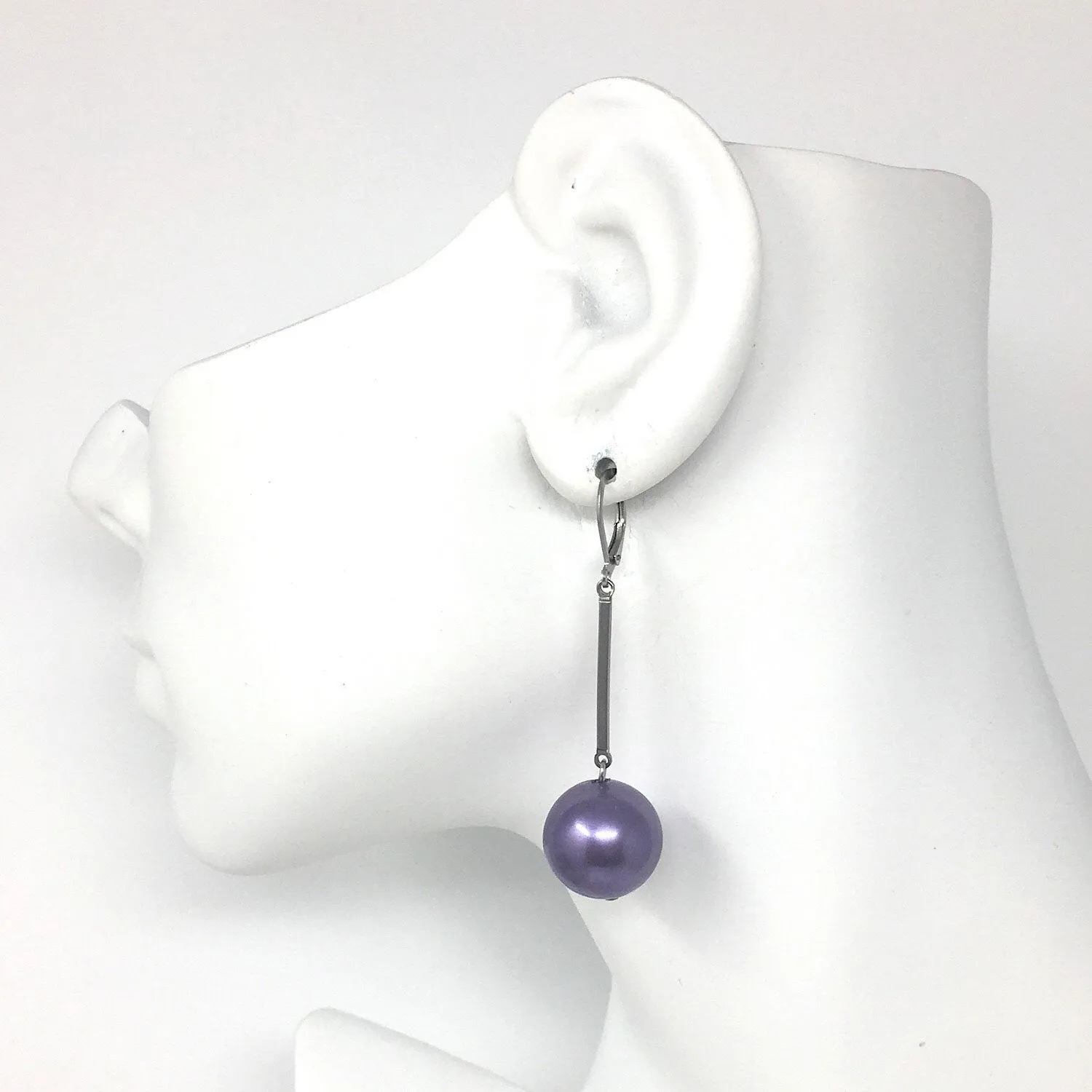 HUDSON purple pearl drop earrings