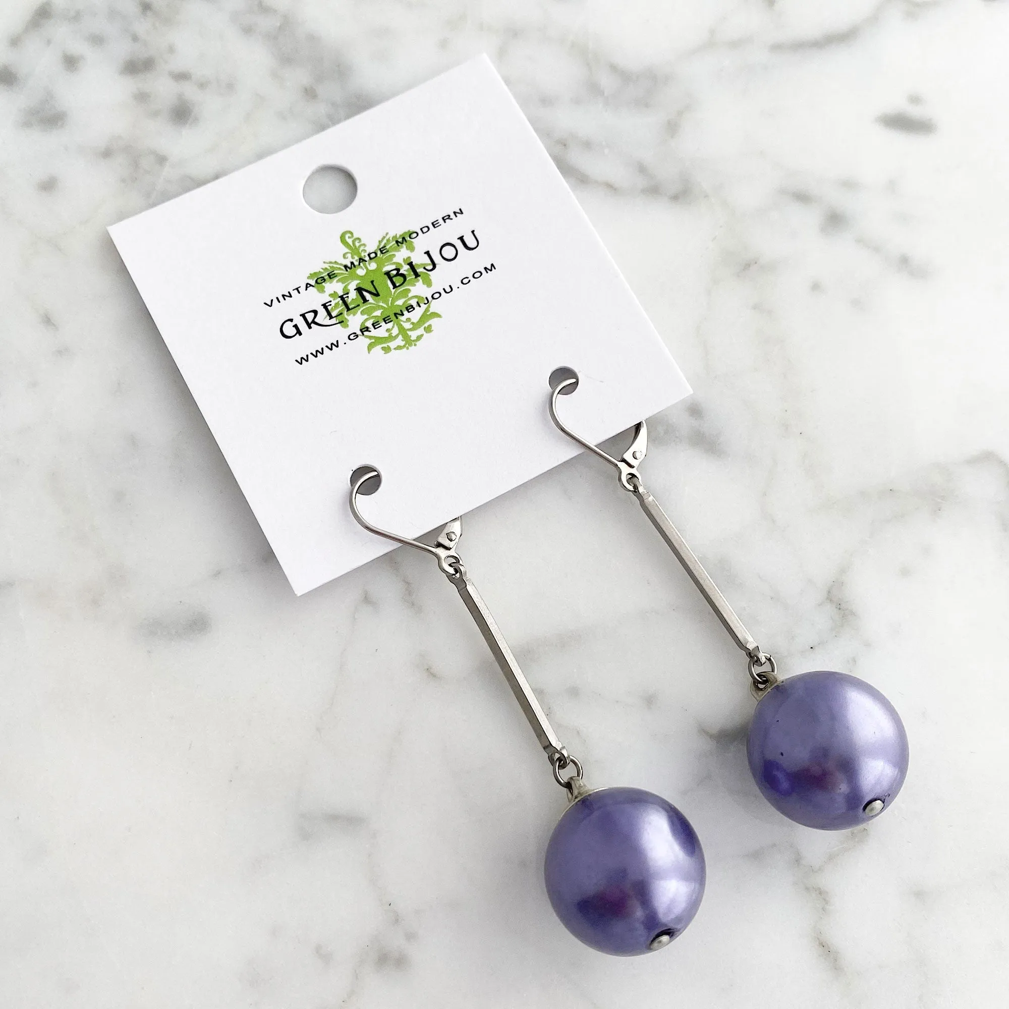 HUDSON purple pearl drop earrings