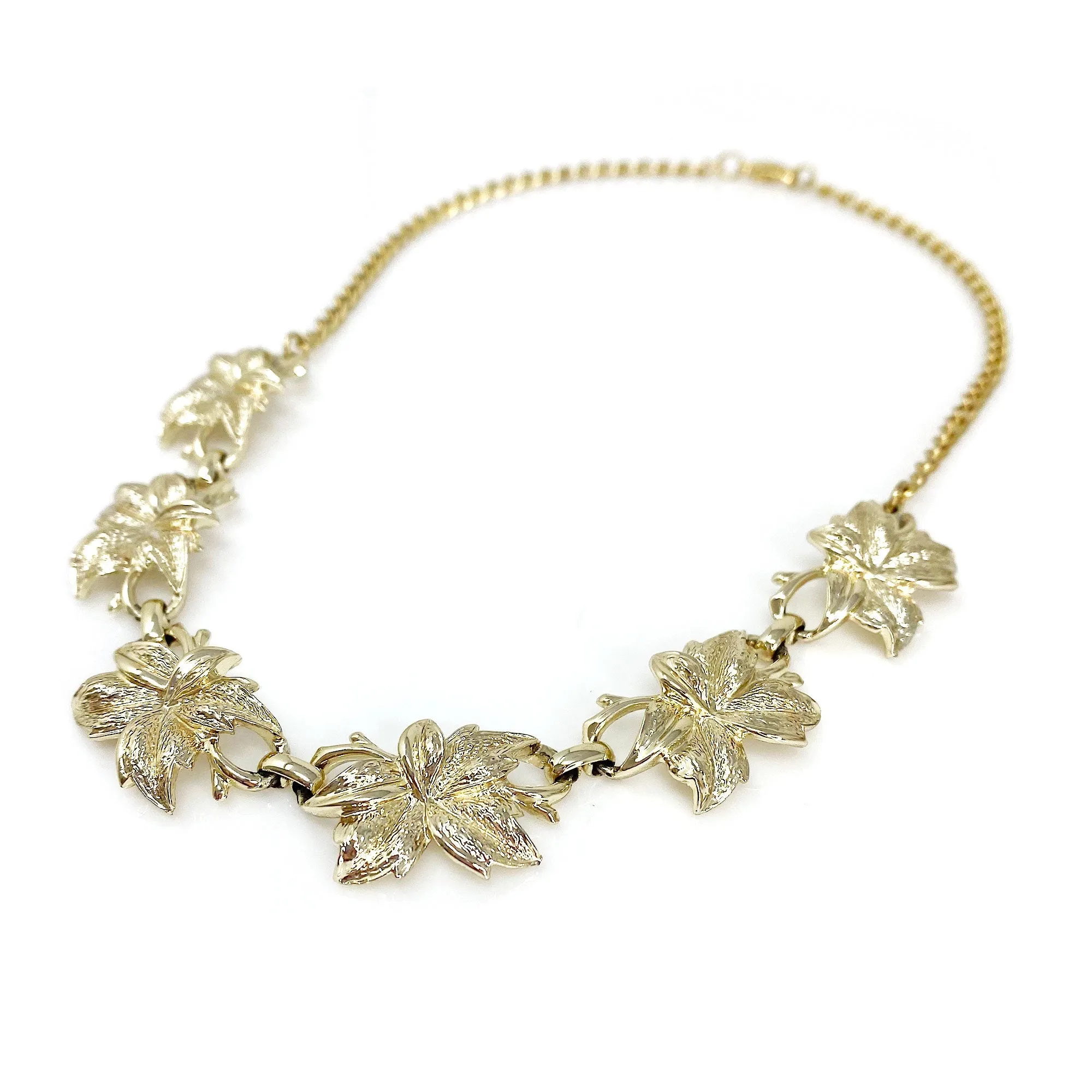 JENNA vintage gold leaf necklace