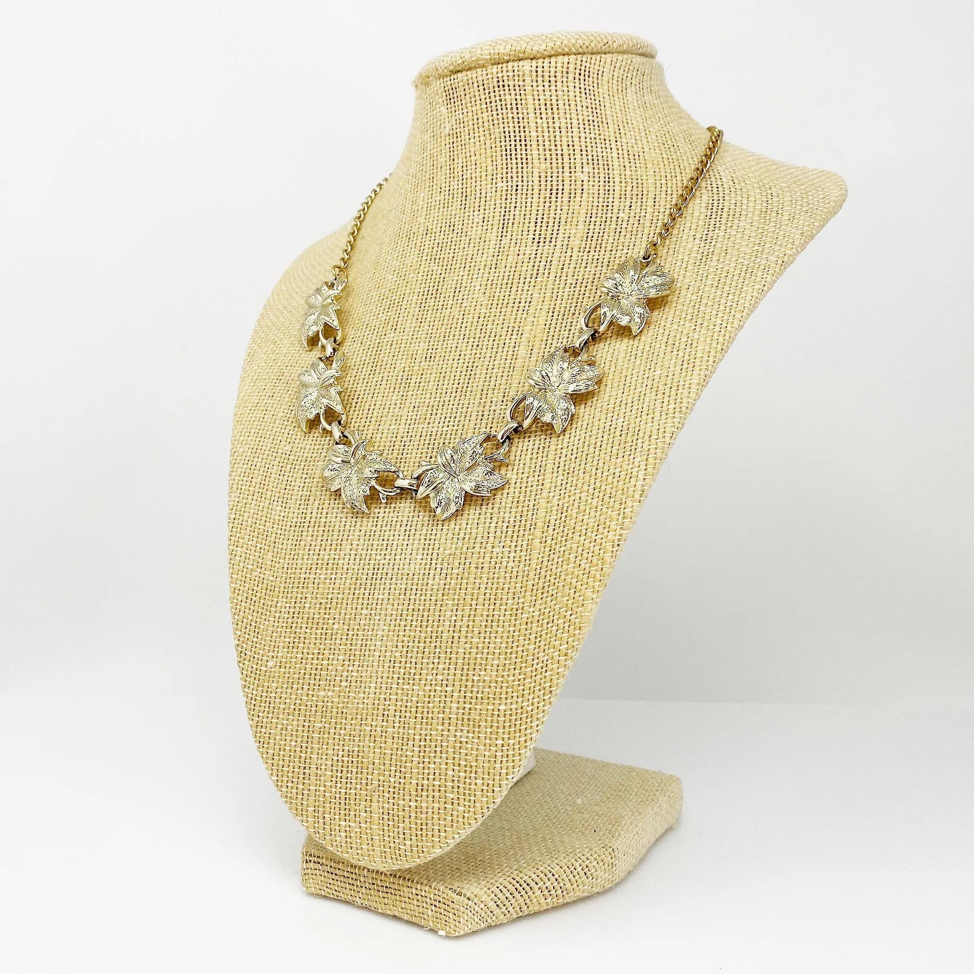 JENNA vintage gold leaf necklace