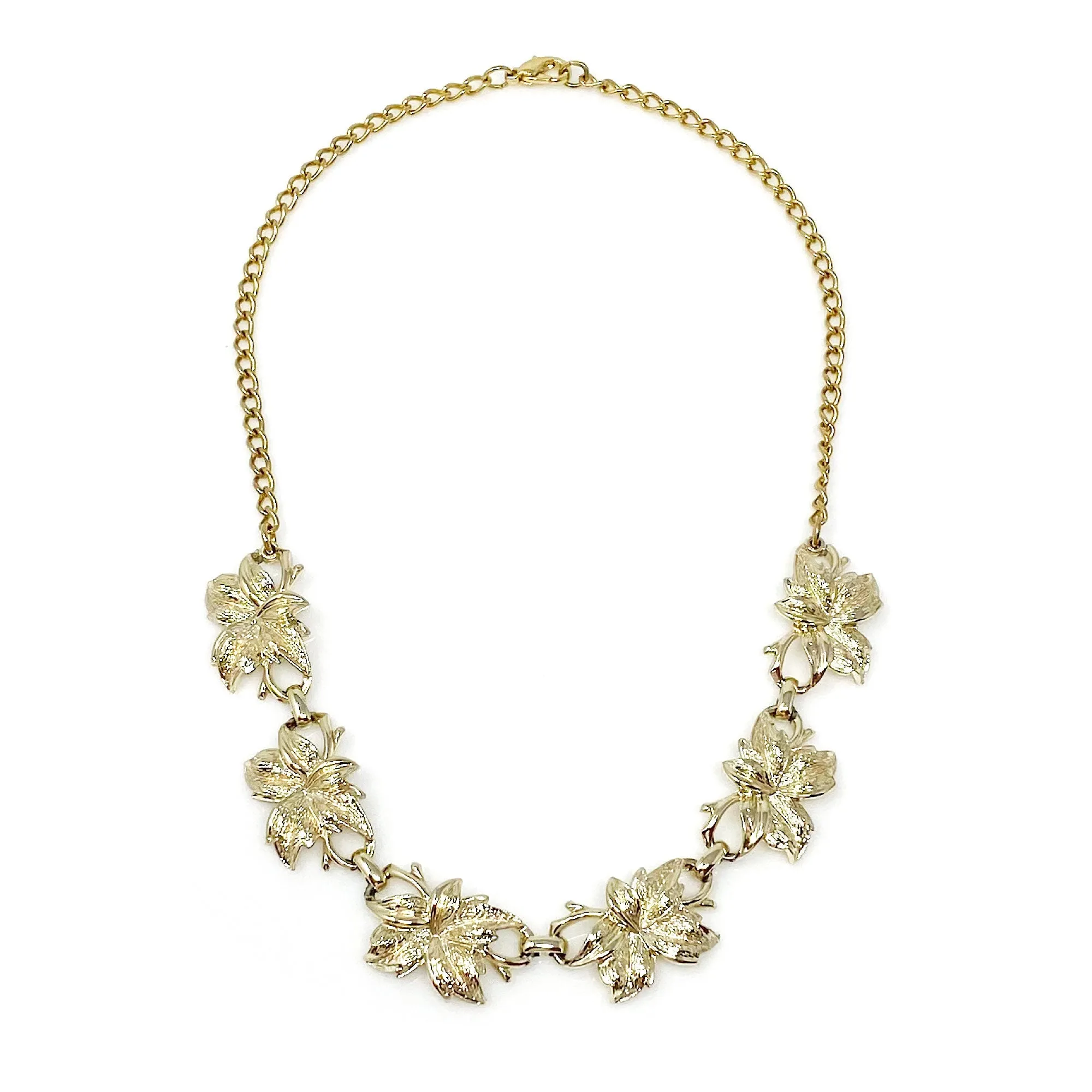 JENNA vintage gold leaf necklace