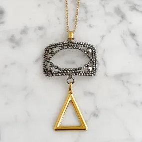 LAKOTA steel buckle and gold triangle necklace