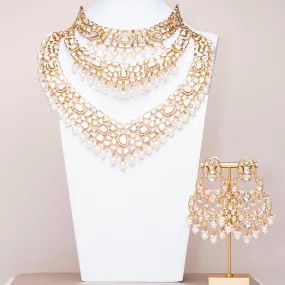 Lavanya Moissanite Rose Gold Luxury Necklace & Earring Set By Jaipur Rose Luxury Indian Jewelry Online