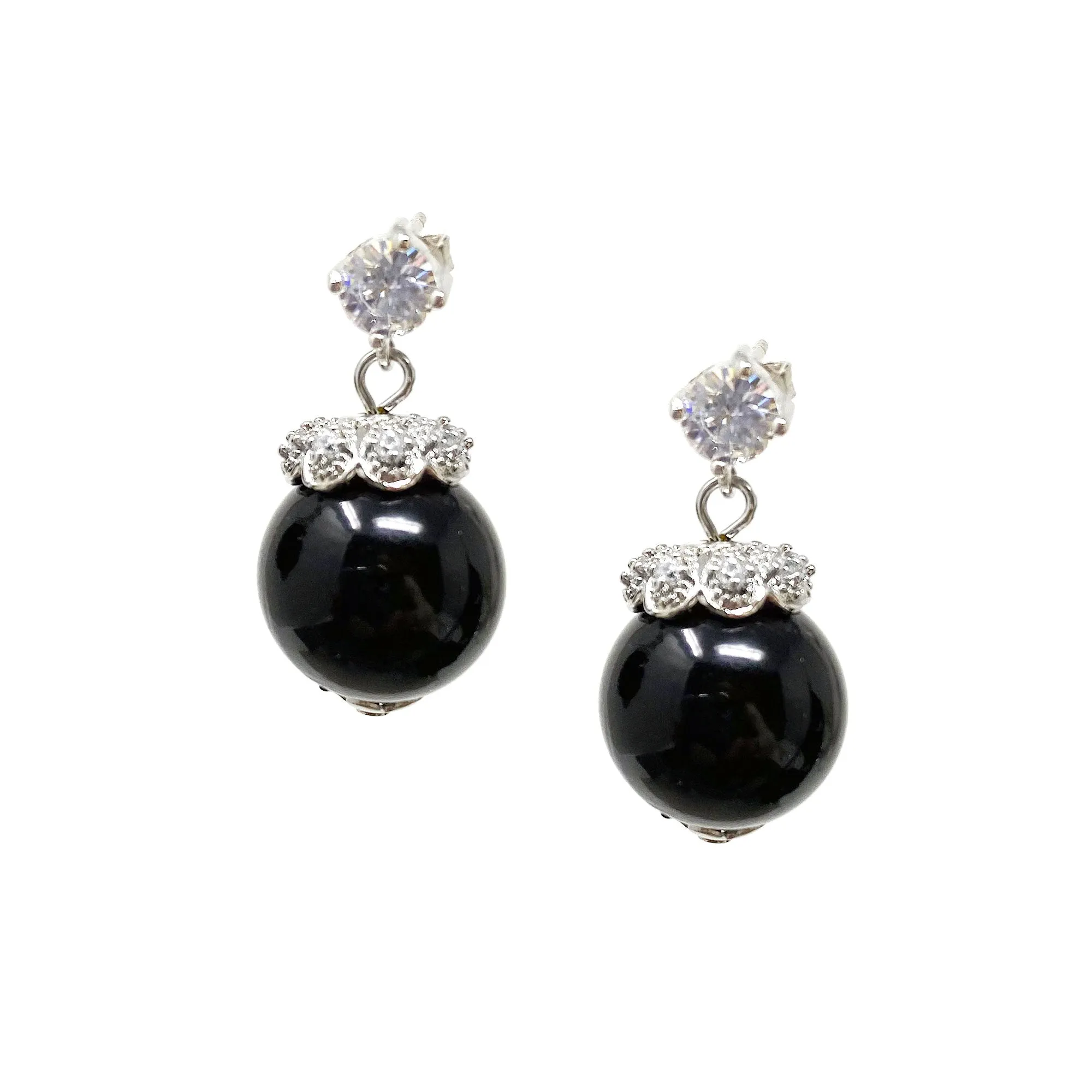 LAVIGNE platinum and black pearl earrings