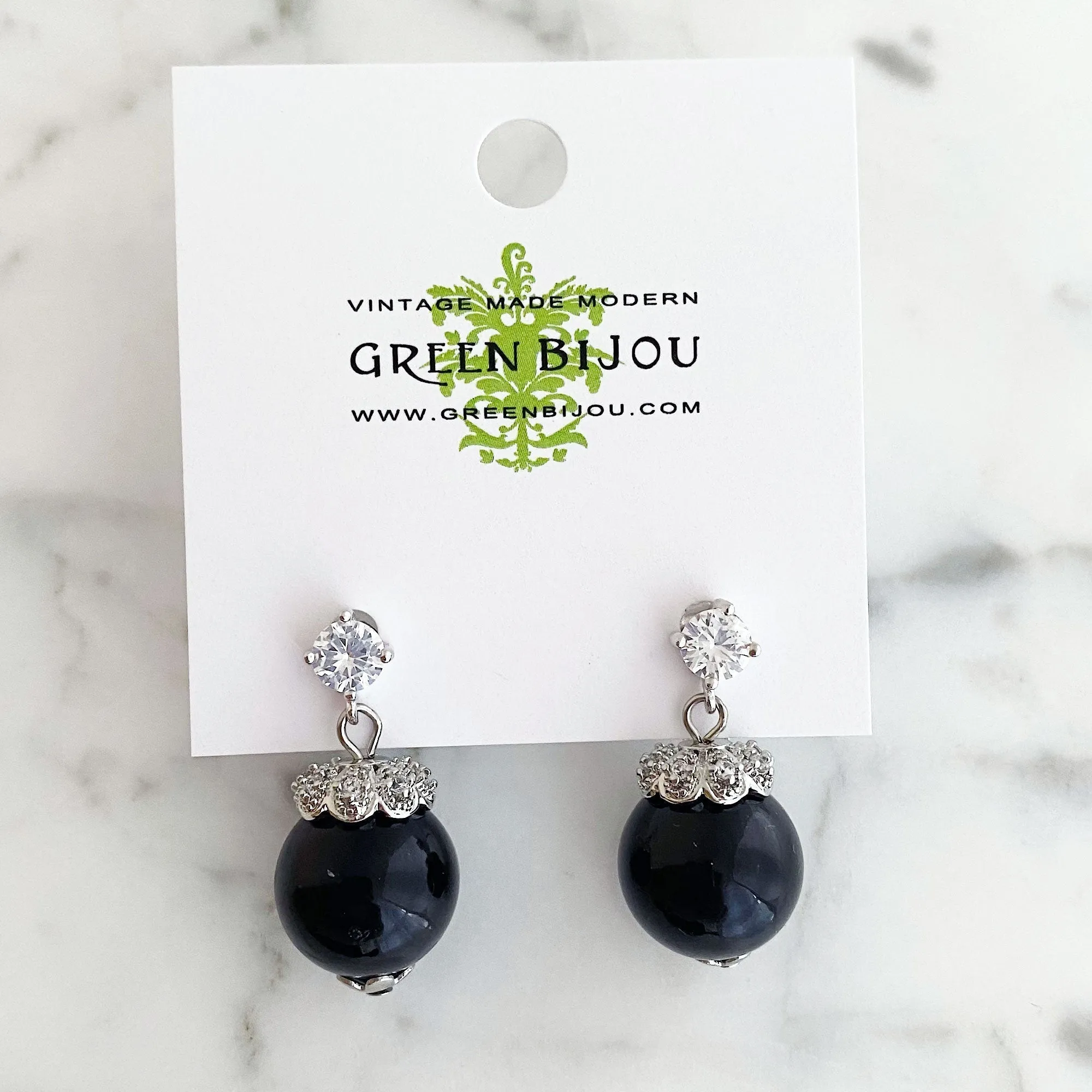 LAVIGNE platinum and black pearl earrings