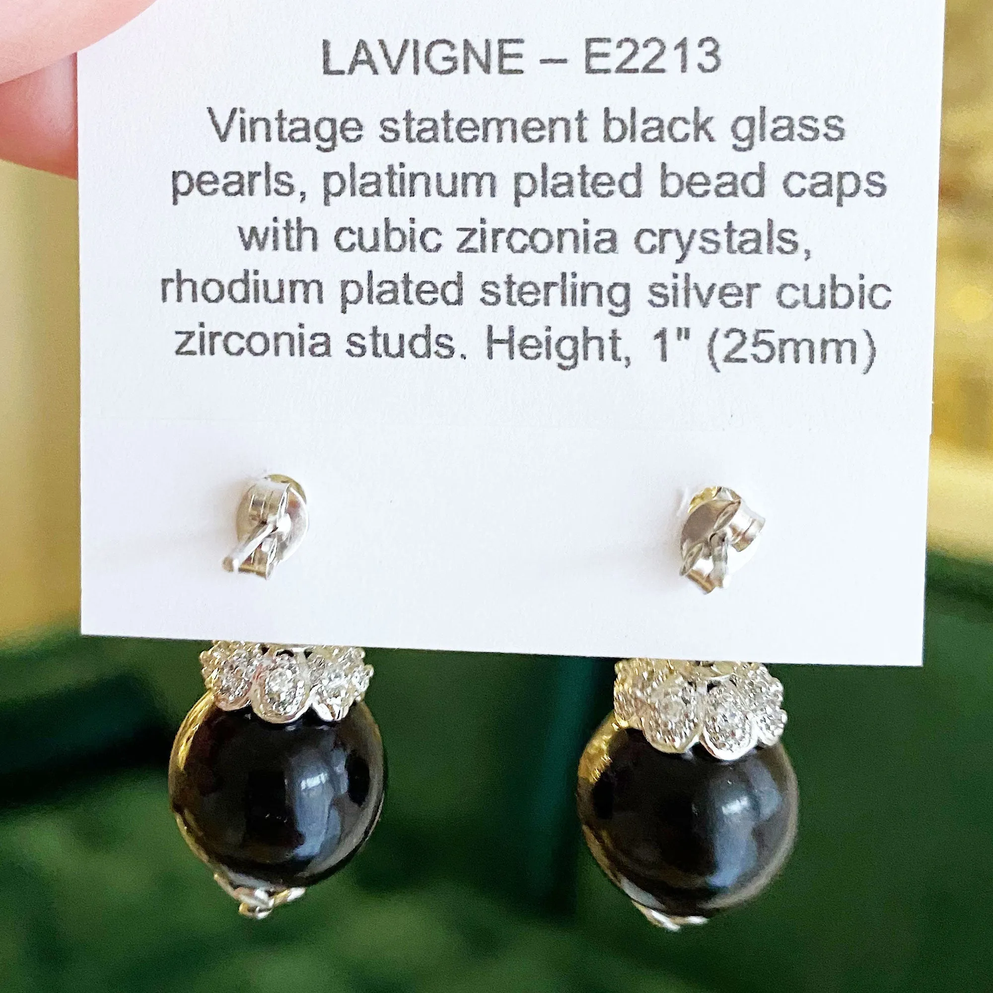 LAVIGNE platinum and black pearl earrings