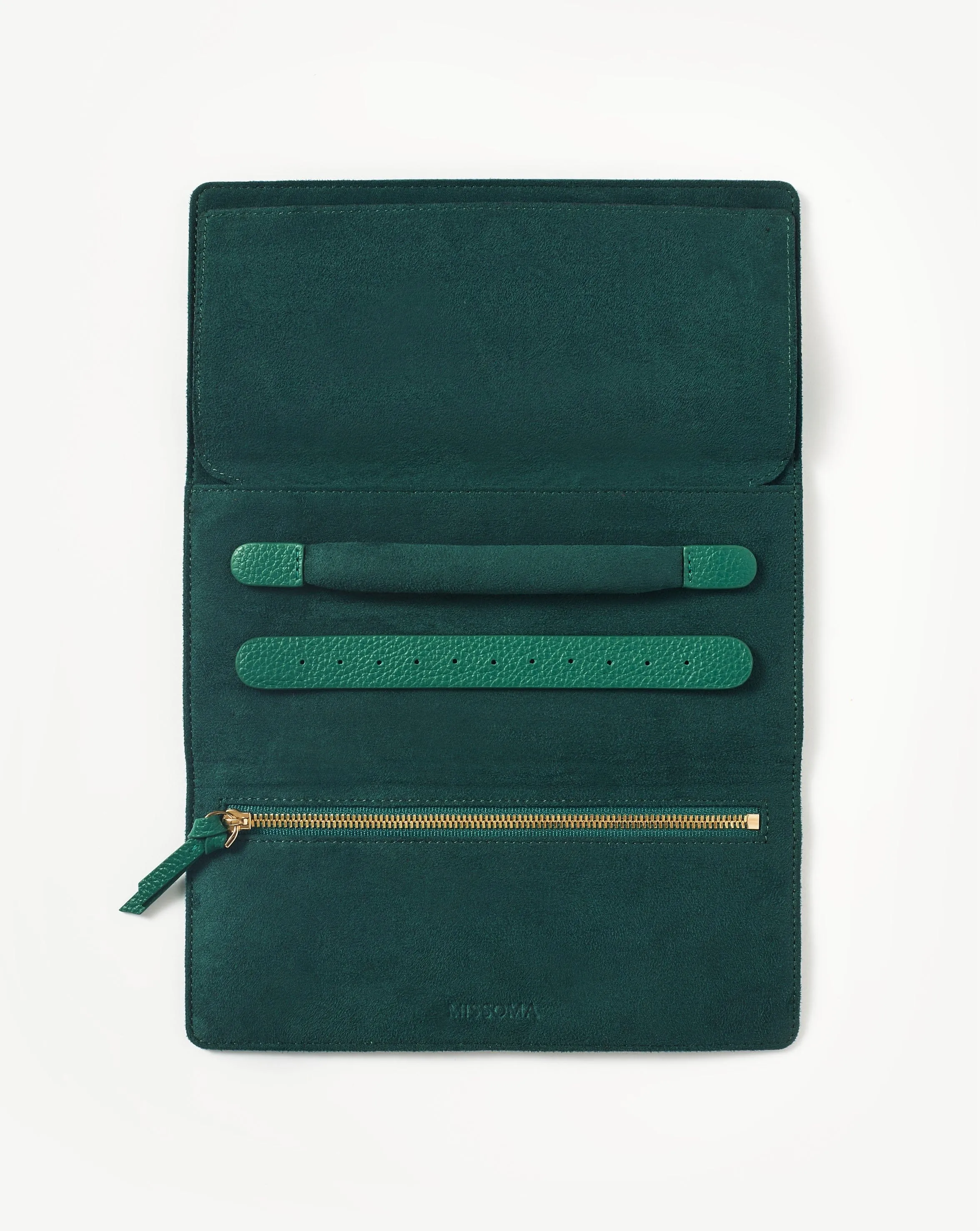 Leather Jewelry Roll | Malachite Green