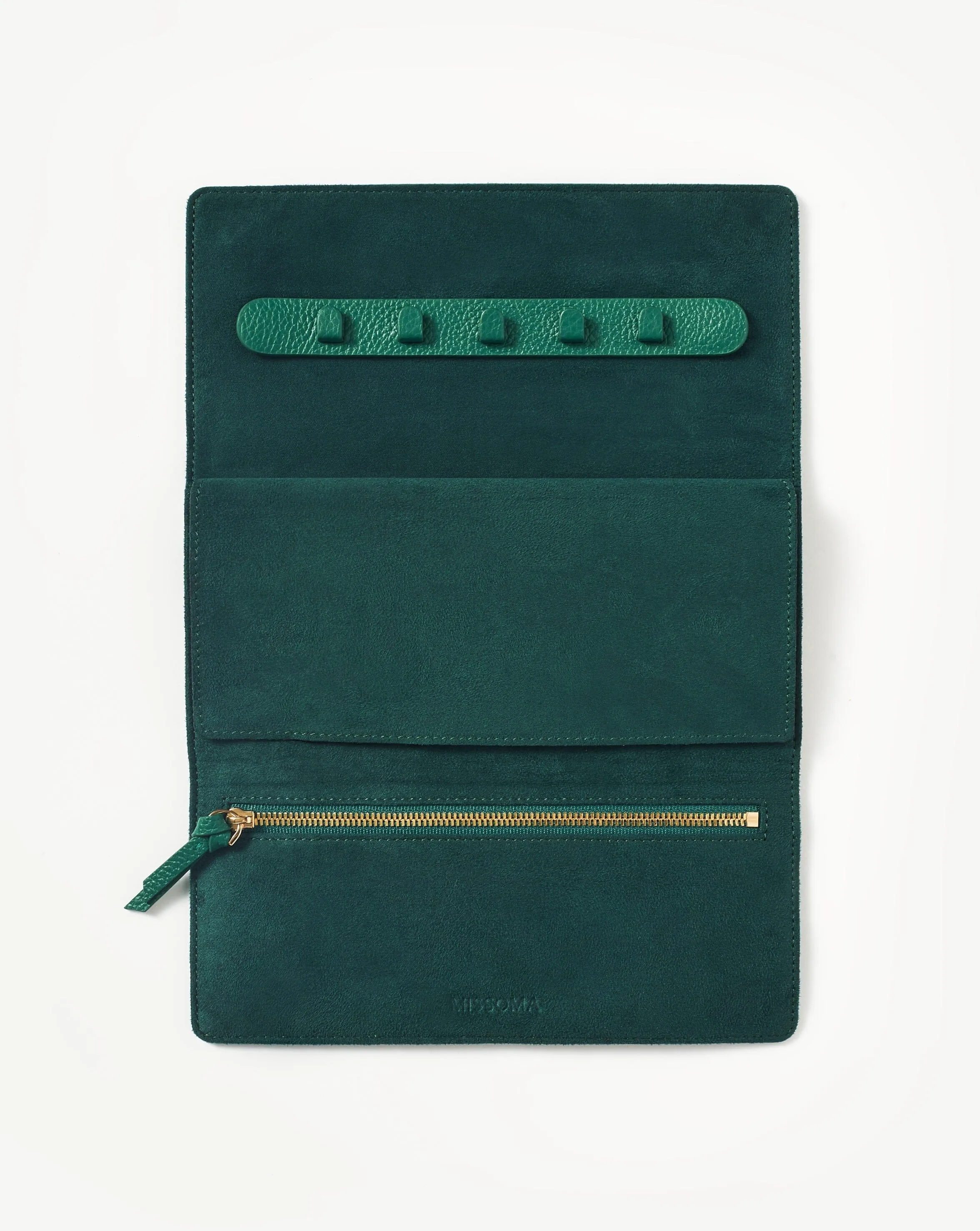 Leather Jewelry Roll | Malachite Green