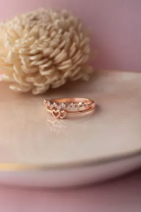 Linking Hearts Rose Gold Plated Sterling Silver Ring