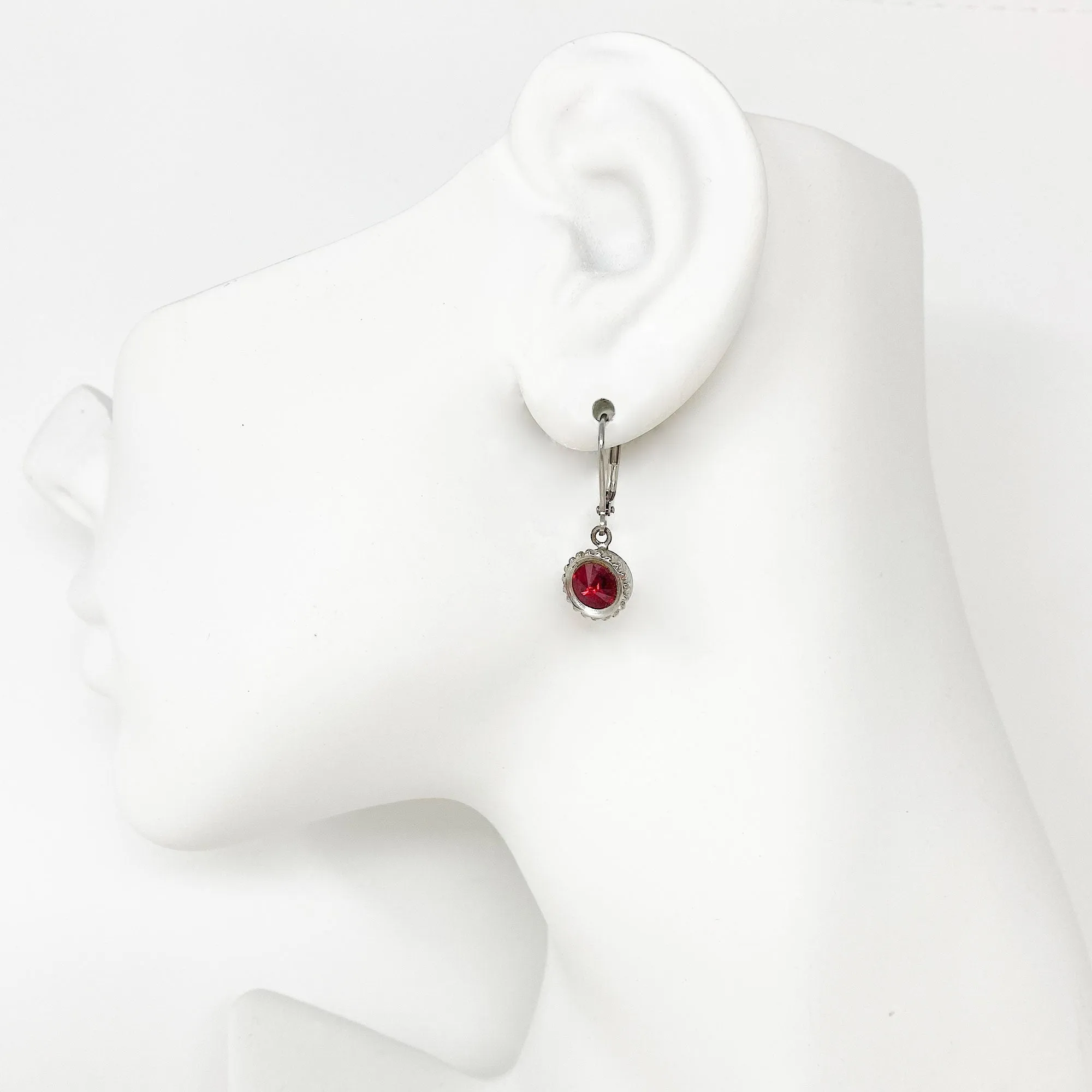 LOWRY vintage silver and red drop earrings