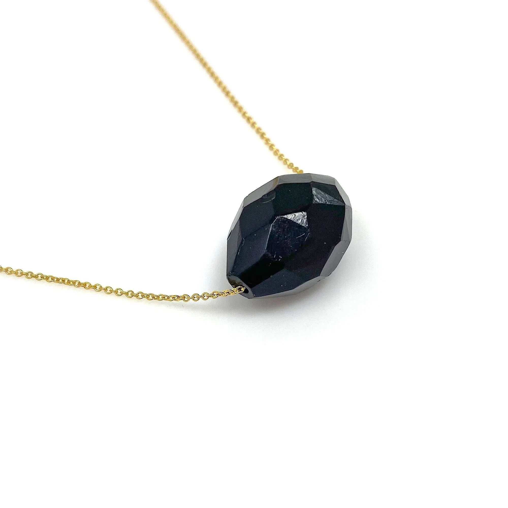 LUKAS vintage onyx 14kt gold necklace