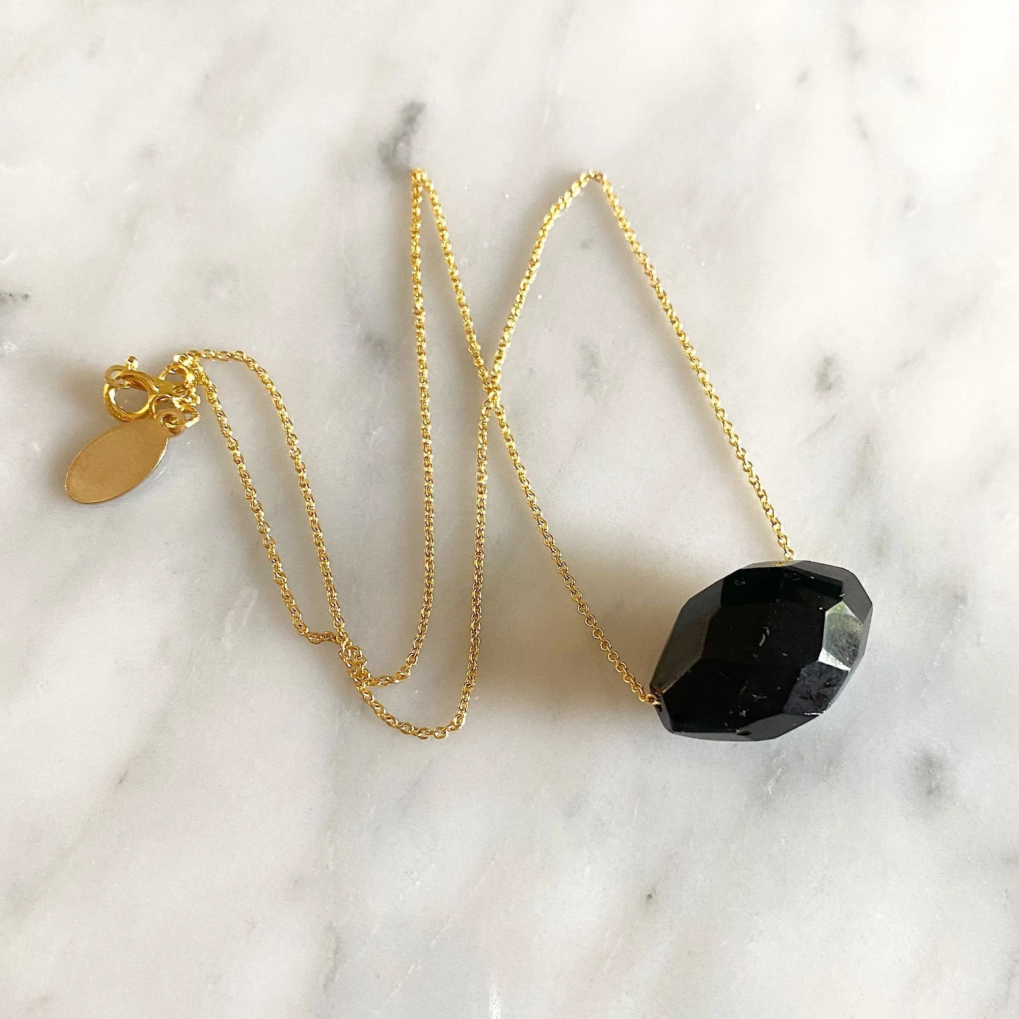 LUKAS vintage onyx 14kt gold necklace