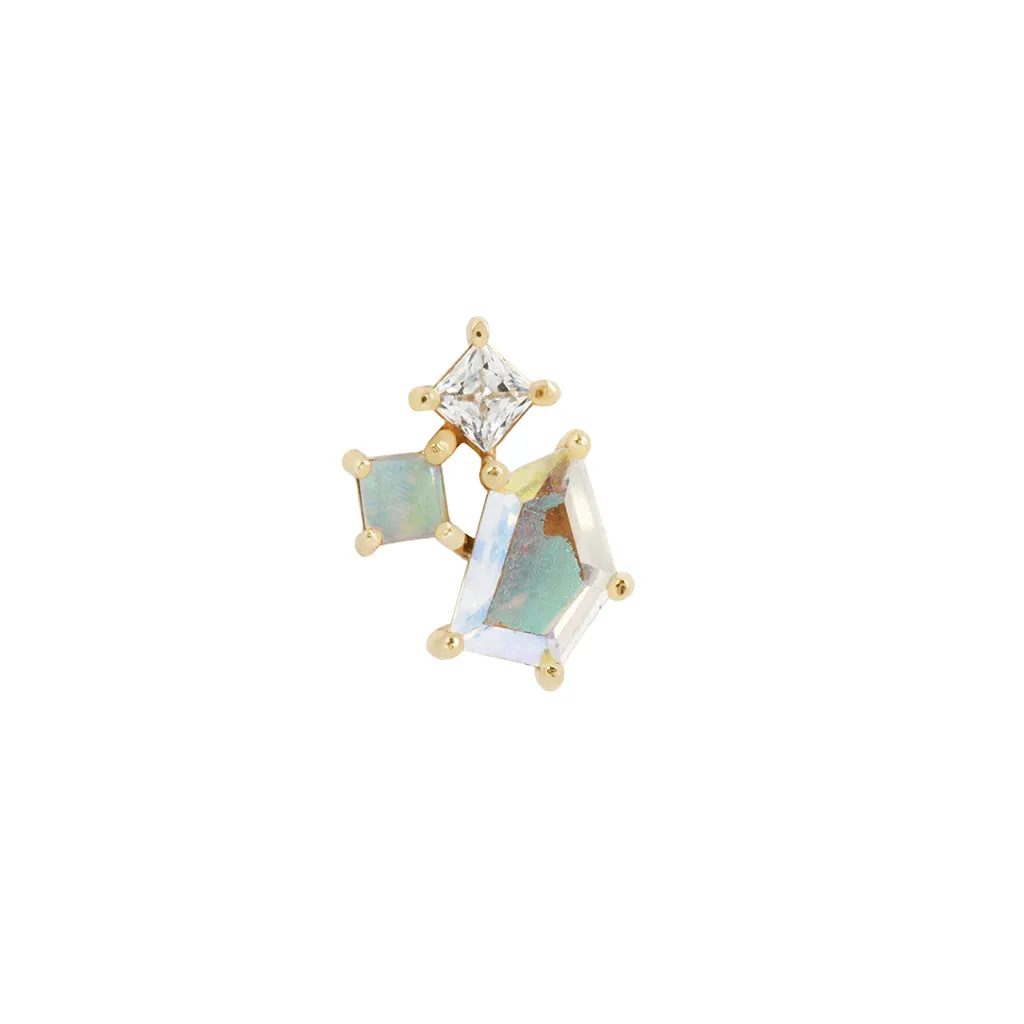 Lyra - Mercury Mist Topaz   Opal   CZ - Threadless End