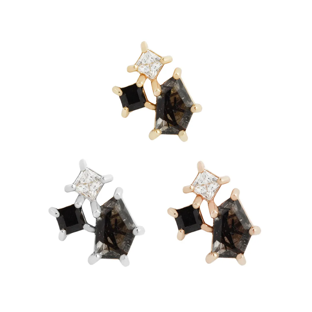 Lyra - Tourmalated Quartz   Black Spinel   CZ - Threadless End