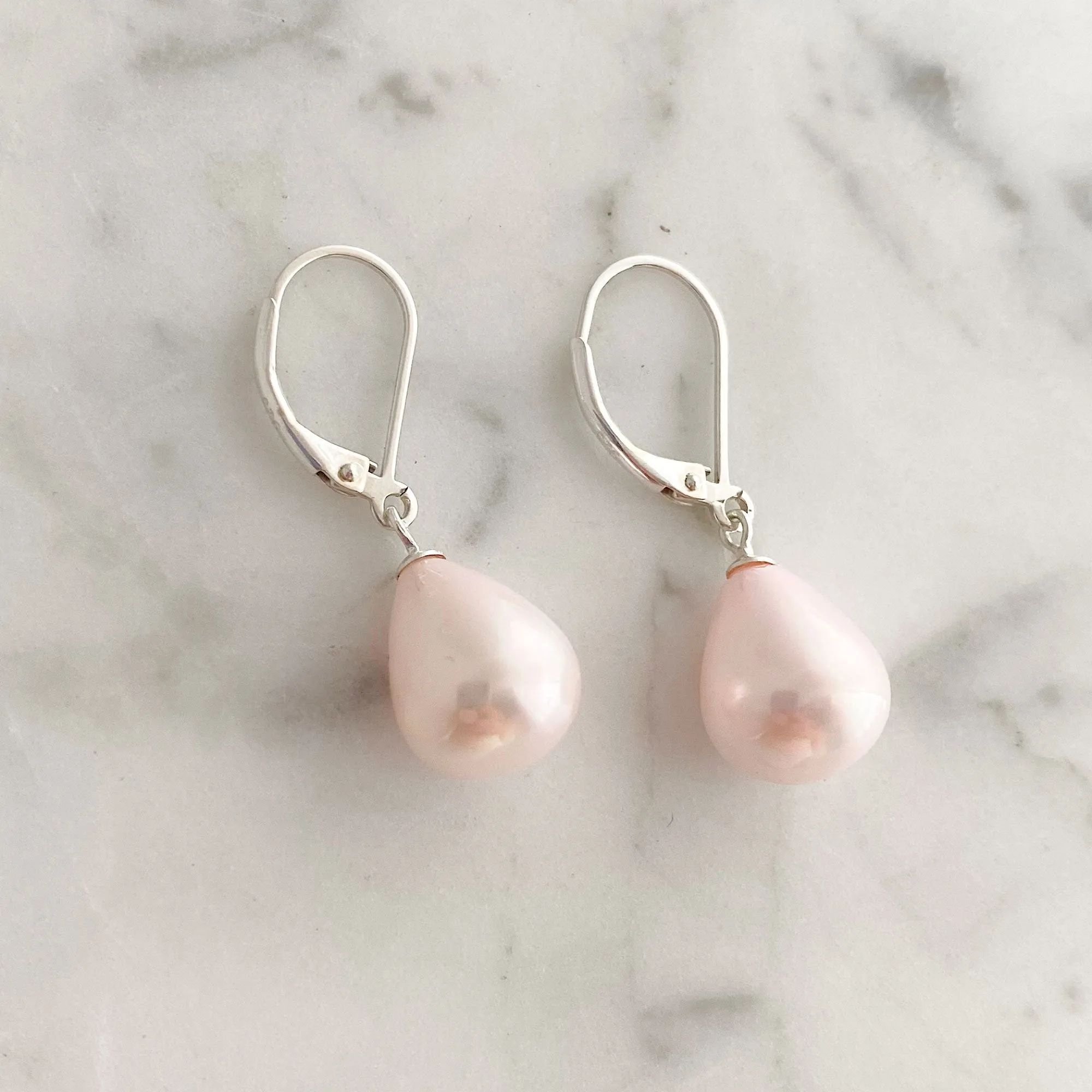 MAGGIE pink mother of pearl teardrop earrings