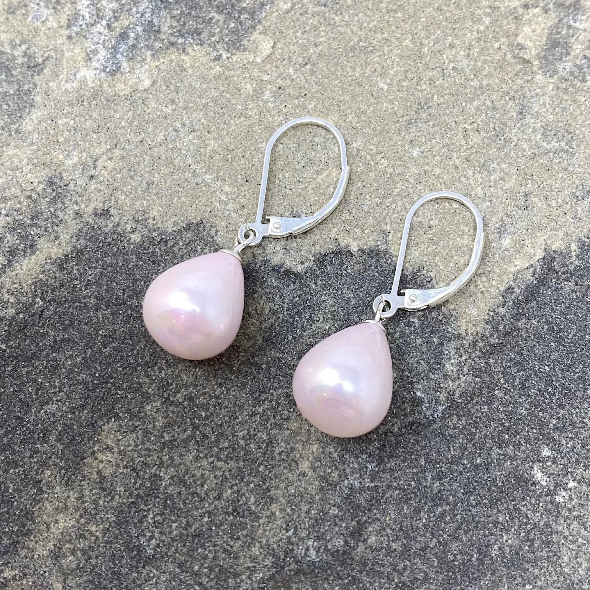 MAGGIE pink mother of pearl teardrop earrings