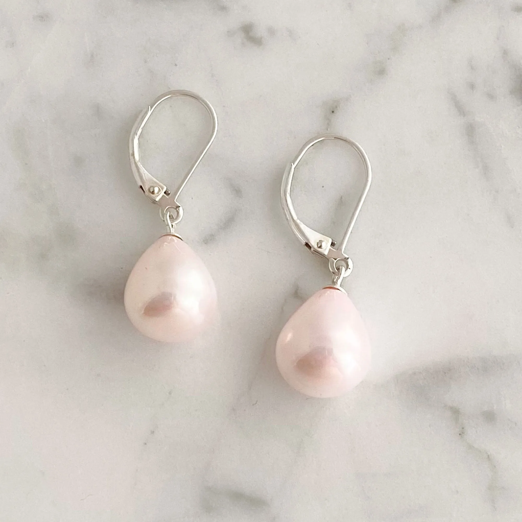 MAGGIE pink mother of pearl teardrop earrings