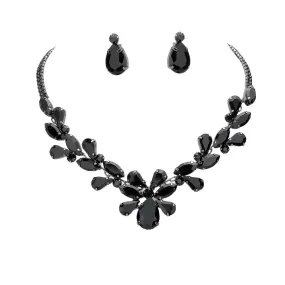 Marquise Teardrop Cluster Evening Jewelry Set