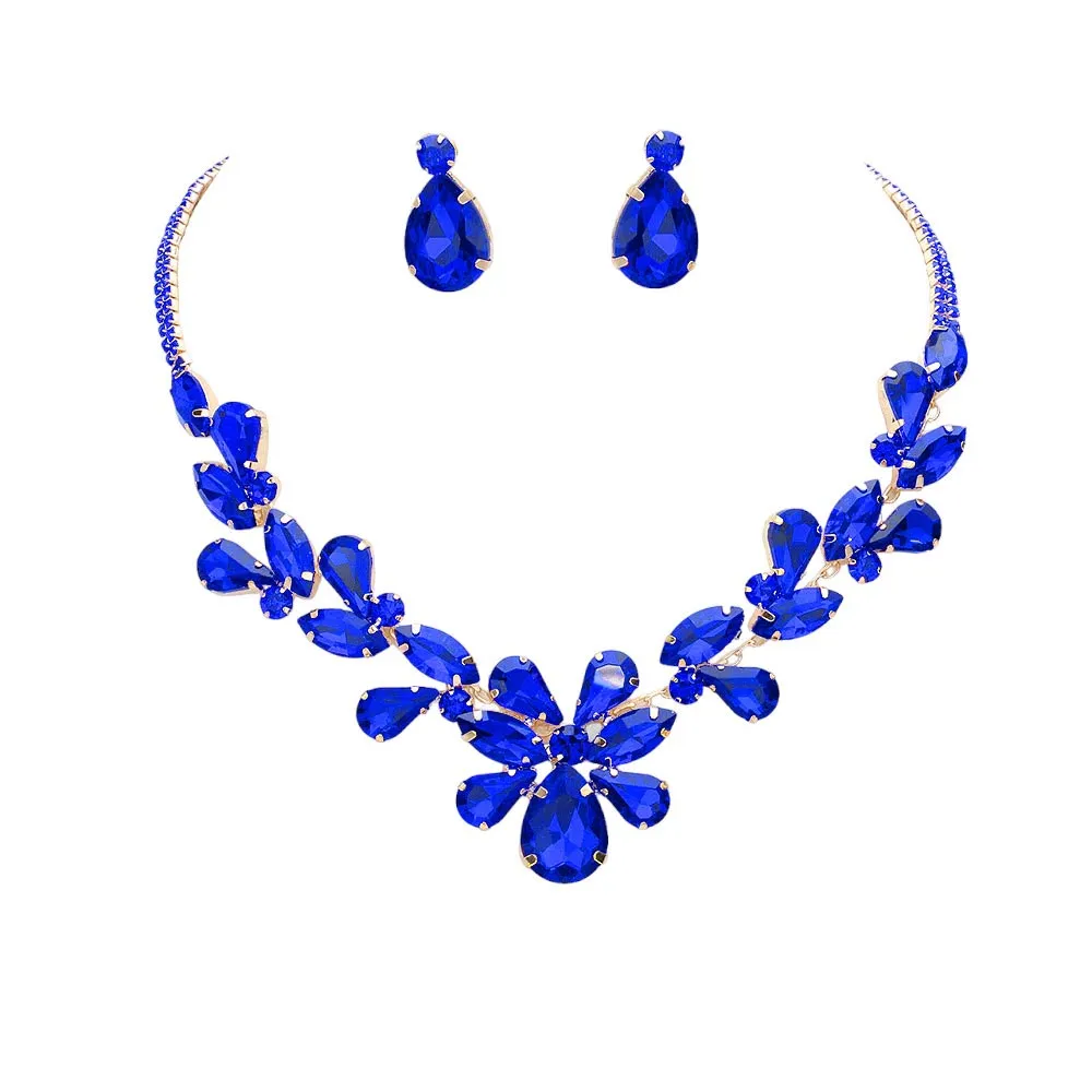 Marquise Teardrop Cluster Evening Jewelry Set