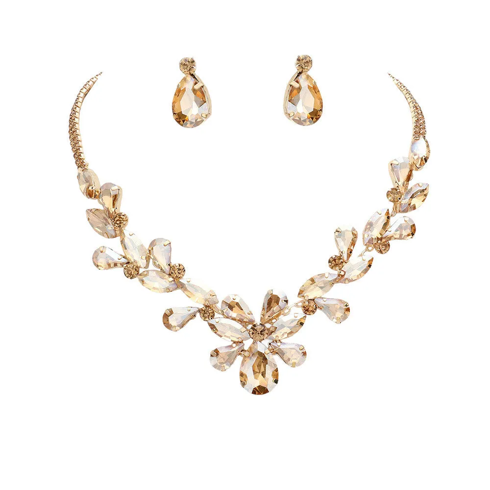 Marquise Teardrop Cluster Evening Jewelry Set